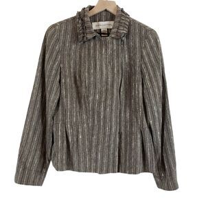 NEW!! Doncaster 100% Silk SIZE 12 Brown Tweed Career Short Blazer Jacket Zip Up